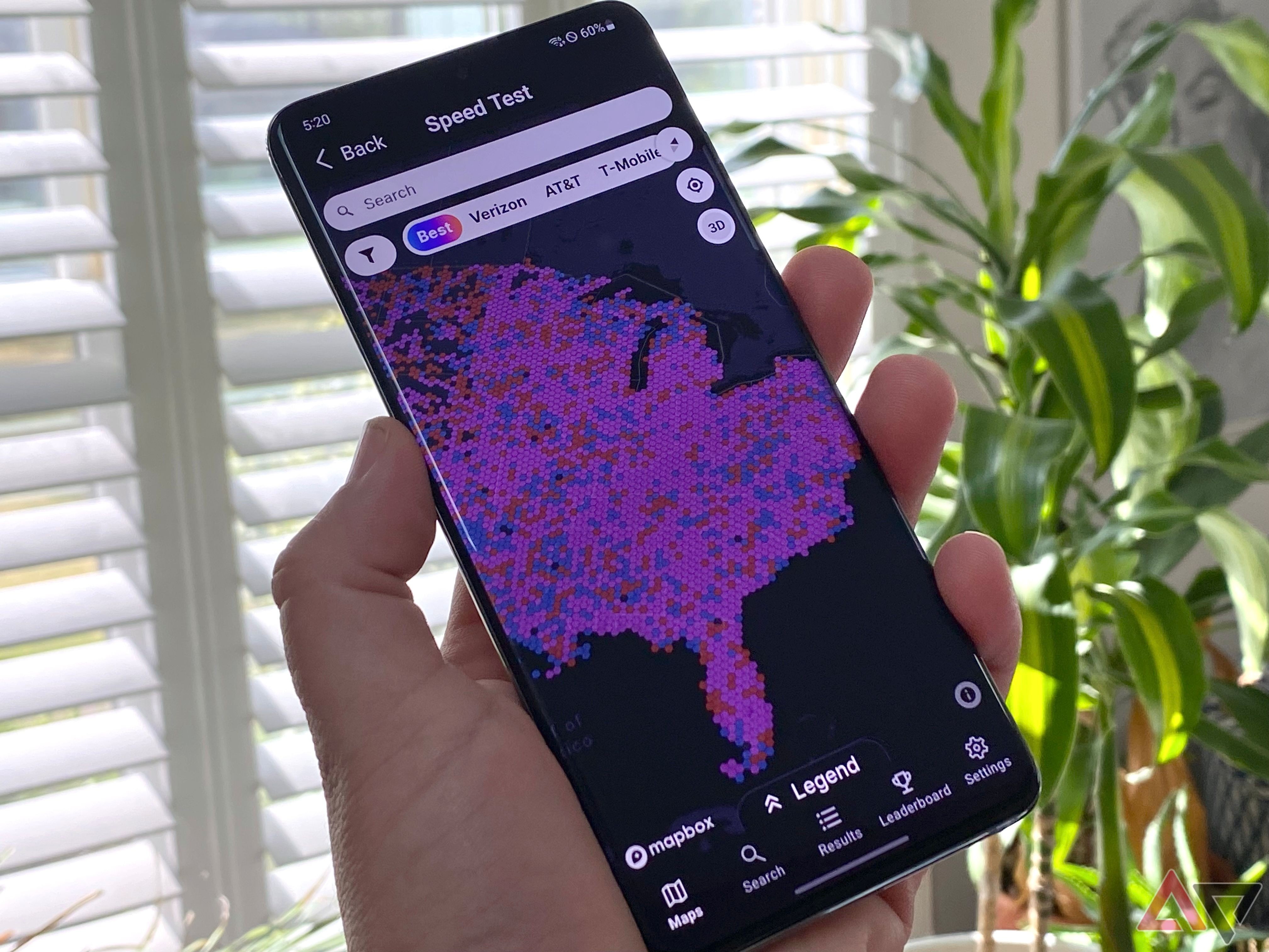 Speed test results using Coverage Map app