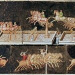 Mosaic depicting various staff roles at a chariot race