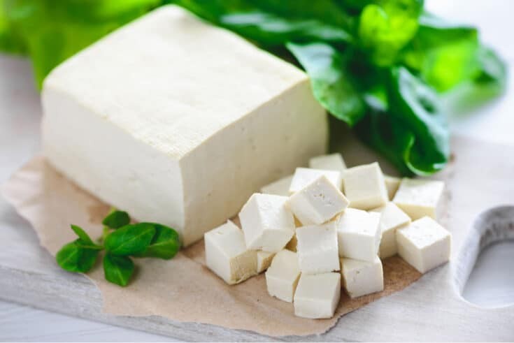 Tofu blocks, a firm and versatile vegan substitute