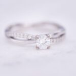 Close-up of a moissanite ring showcasing its brilliance