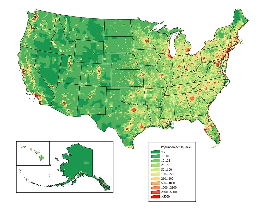 United States population density map