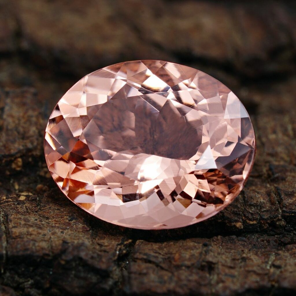 Morganite gem with a delicate pink hue